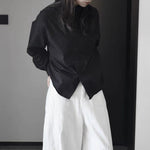 Stand-up Collar Loose Solid Color Shirt