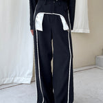 Black White Contrast Casual Pants