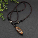 Buddha Stones Tibet Om Mani Padme Hum Dzi Bead Avalokitesvara Pattern Wealth Necklace Pendant