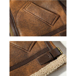 Fleece Thick Lapel Motorcycle Leather Jacket