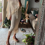 Zeagoo Women's Dolman Sleeve Fringe Knit Sweater Pullover Cape Shawl Blouse