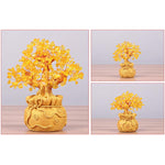Buddha Stones Natural Citrine Money Tree Gemstone Ornament - Feng Shui for Prosperity
