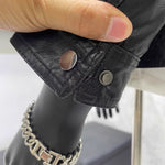 PU Stand Collar Slim Jacket
