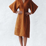 Zeagoo Women's Casual Solid V-Neck Half Sleeve Split Hem Strap Dress with Belt