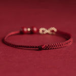 Buddha Stones Cinnabar Blessing Red String Golden Infinity Symbol Bracelet Anklet