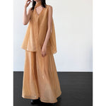 Women's Sleeveless Ribbon-Tie Top and  Maxi Skirt Two-Piece Set