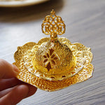 Buddha Stones Gold Leaf Coaster Spiritual Mini Alloy Metal Incense Burner