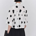Women's Polka Dot Pleated Retro Collared Short Shirt