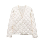White Duck Down V-neck Down Jacket