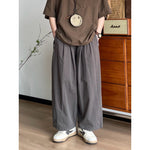 Japanese Retro Zippered Pocket Wide-Leg Pants