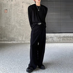 Textured Padded Shoulder Loose T-shirt