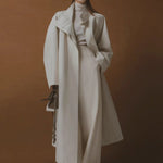 Simple Silhouette Stand Collar Tencel Drape Lace-up Jacket