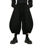 Japanese High-Waisted Loose-Fit Cropped Trousers