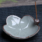 Buddha Stones Lotus Plum Blossom Square Ceramic Spiritual Backflow Incense Burner