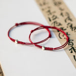 Buddha Stones 925 Sterling Silver Luck Bead Protection Red String Thin Cord Braided Bracelet