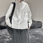 Womenâ€˜s Stand-up Collar Long-sleeved Loose Casual Base Shirt