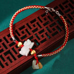 Buddha Stones Chinese Zodiac Jade Prosperity Red String Bracelet Anklet