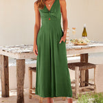 Zeagoo Women's Casual Sleeveless Hollows High Waist Bodysuit Spaghetti Strap Loose Jumpsuit Overalls