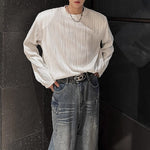 Textured Padded Shoulder Loose T-shirt