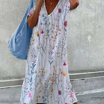 Zeagoo Women's Baggy Floral Print Swing Midi Dress Short Sleeve Casual Beach Sundress