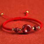 Buddha Stones Handmade Lotus Cinnabar Peace Buckle Blessing Braid Bracelet (Extra 35% Off | USE CODE: FS35)