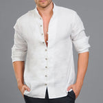 Stand-up collar Long-sleeved Linen Shirt