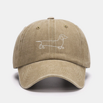 Line Dachshund Print Washed Baseball Cap
