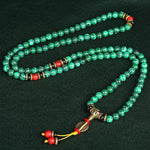 Buddha Stones Tibetan 108 Mala Malachite Beads Bracelet Necklace