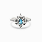 Buddha Stones Sterling Silver Lotus Zircon Blessing Protection Ring