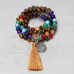 Buddha Stones Healing Crystal Mala Prayer Beads 108 Meditation Healing Multilayer Bracelet Necklace