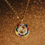 Buddha Stones Colorful Zircon Copper Wealth Luck Rotation Bracelet Necklace Pendant