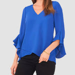 Zeagoo Zeagoo Women's Chiffon Flutter Sleeve V-Neck Tunic Blouse T-Shirt Casual Chic Elegant Top