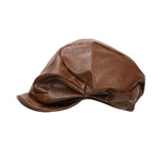 Dark Irregular Pleated PU Octagonal Hat