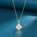 Buddha Stones 925 Sterling Silver Four Leaf Clover Chrysoberyl Cat Eye Love Necklace Pendant (Extra 35% Off | USE CODE: FS35)