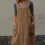 Zeagoo Women's Cross Back Apron with Pockets Pinafore Dress