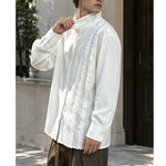 French Retro Striped Ruffled Collar Shirt