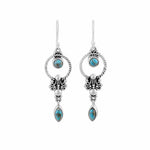 Buddha Stones 925 Sterling Silver Hook Vintage Copper Plated Silver Turquoise Waterdrop Pattern Balance Drop Dangle Earrings