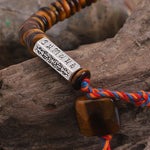 Buddha Stones Tibetan Tiger Eye Om Mani Padme Hum Protection Power Bracelet