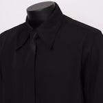 Black Padded Shoulder Tie Shirt