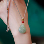 Buddha Stones Laughing Buddha Hetian Jade Wealth Prosperity String Necklace Pendant