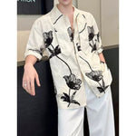 3D Embroidered Bow Tie Short-Sleeve Shirt