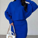 Zeagoo Women's Casual Two Pieces Sets Turtleneck Sweater and Mini Skirt Suits