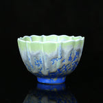 Buddha Stones Retro Blue Red Gradient Lotus Pattern Kiln Change Ceramic Teacup Kung Fu Tea Cup Bowl