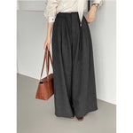 Pleated Drawstring Casual Wide-leg Pants