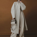 Simple Silhouette Stand Collar Tencel Drape Lace-up Jacket