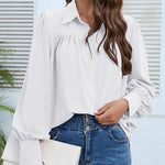Zeagoo V Neck Button Down Shirts Long Sleeve Collared Blouses Tops