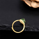 Buddha Stones 18k Gold-plated Pixiu Jade Wealth Ring (Extra 35% Off | USE CODE: FS35)