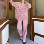 French Retro Sheer Lace Embroidered Shirt