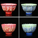 Buddha Stones Retro Blue Red Gradient Lotus Pattern Kiln Change Ceramic Teacup Kung Fu Tea Cup Bowl
