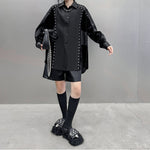 Retro Loose Spliced PU Leather Shirt